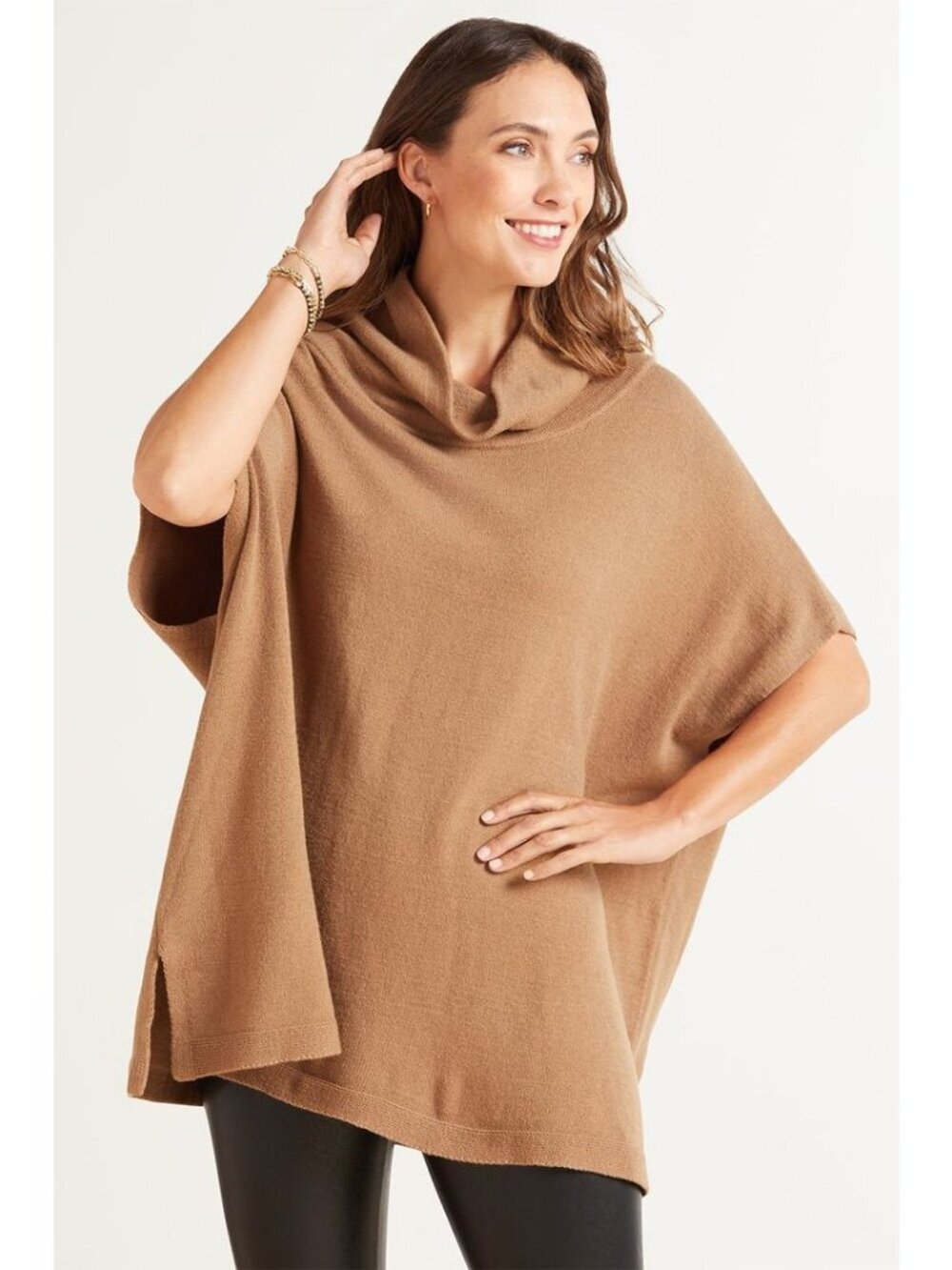 Stitches And Stripes EUC Genevieve Camel Poncho Pullover in XS/S